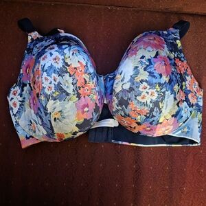 Cacique Underwire Bra Vivid Floral Back Smoothing Design Full Coverage Plus Size